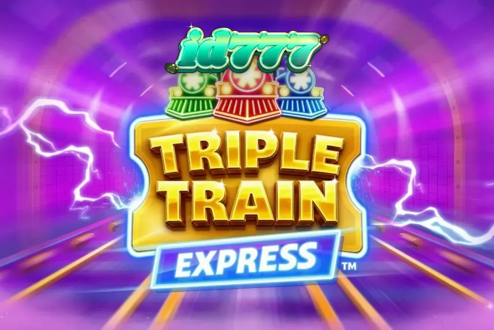Tampilan visual futuristik dari slot Triple Train Express dengan nuansa neon dan kereta cepat.